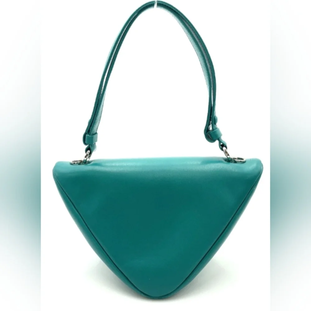 Authentic Prada Triangle Pavone Green Nappa Leather 2 Way Bag W/DB & Strap
